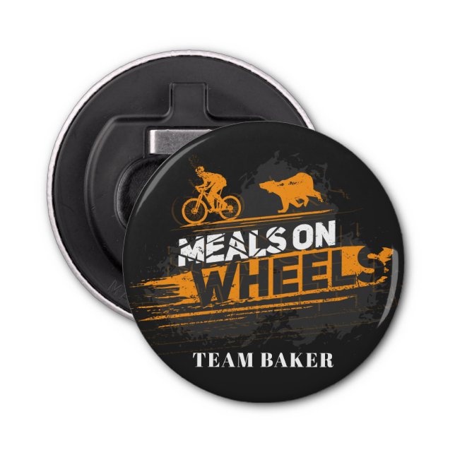 Custom Biking Meals on Wheels Cycling Team Gag Bottle Opener (Front)