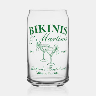 Custom Bikinis and Martinis Bachelorette Party Can Glass
