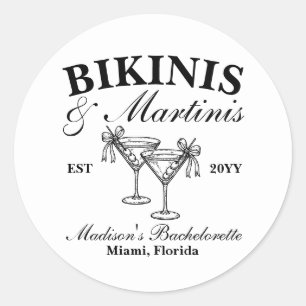 Custom Bikinis and Martinis Bachelorette Party Classic Round Sticker