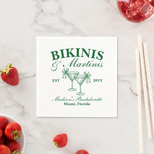 Custom Bikinis and Martinis Bachelorette Party Napkin (Insitu)