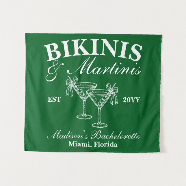 Custom Bikinis and Martinis Bachelorette Party Tapestry (Front (Horizontal))