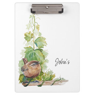 Custom Bird Watching Journal for Birders Wren Bird Clipboard