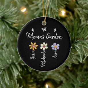 Custom Birth Flower Mug Names, Mama's Garden Gift Ceramic Tree Decoration