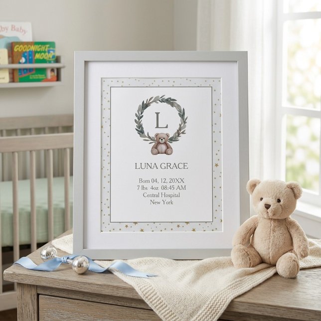 Custom Birth Poster for Newborn – Watercolor  (Creator Uploaded)
