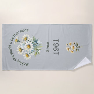 Custom Birth Year Daisy Beach Towel