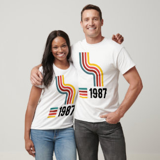 Custom Birth Year Retro Wavy Stripes Personalised T-Shirt