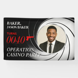 Custom Birthday Agent Photo Banner, Tuxedo Party  Banner