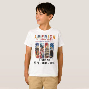 Custom Birthday America Turns 250 kids T-Shirt T-Shirt