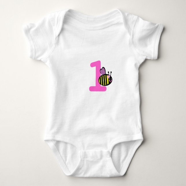 Custom Birthday Baby Age Bumblebee  - Baby Bodysuit (Front)