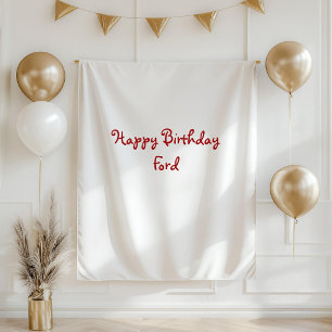 Custom Birthday Banner Fabric Name Sign Minimalist Tapestry