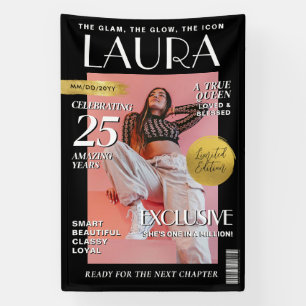 Custom Birthday Banner, Magazine Cover for Women Banner