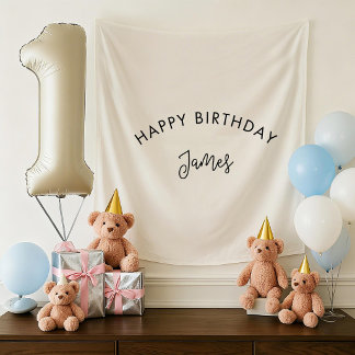 Custom Birthday Banner, Personalised Birthday Name Tapestry