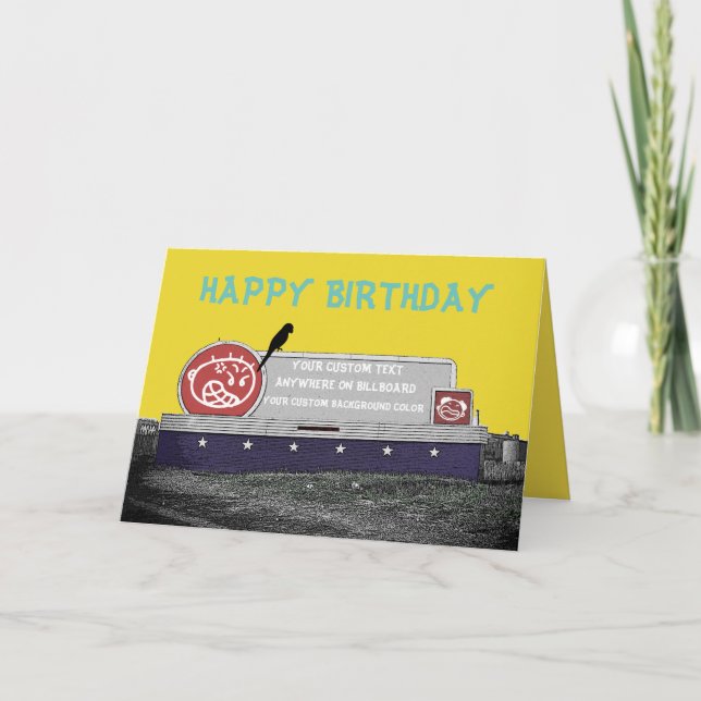 CUSTOM BIRTHDAY BILLBOARD W/ SITTING BIRD CARD (Front)