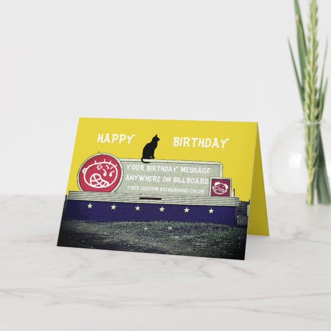 CUSTOM BIRTHDAY BILLBOARD W/ SITTING BLACK CAT CARD (Front)