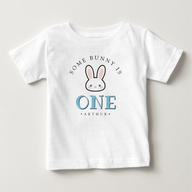 Custom Birthday Bunny Rabbit Face 1st Birthday  Baby T-Shirt (Front)