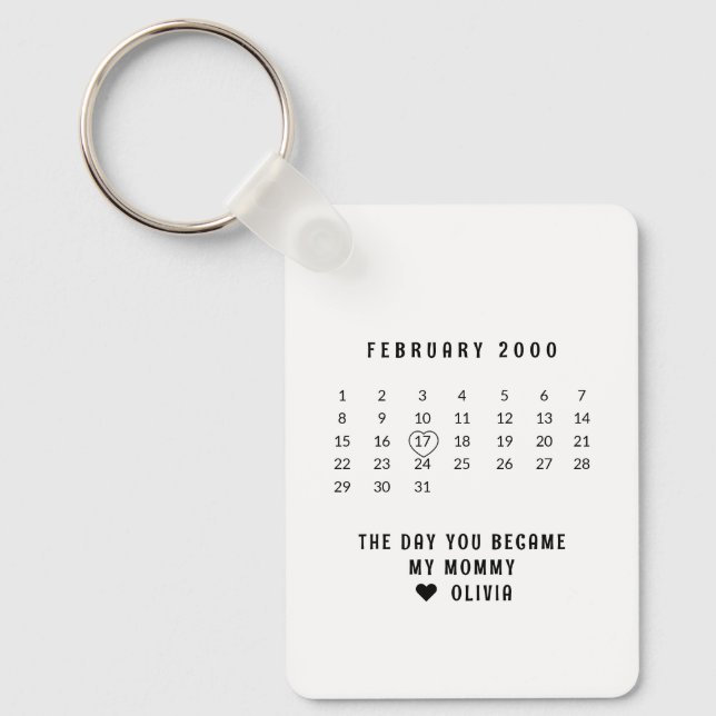 Custom Birthday Calendar Mothers Day Gift for Mum Key Ring (Front)