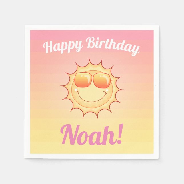 Custom Birthday Cute Sunset Napkin (Front)