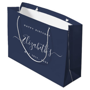 Custom Birthday Dark Blue Large Gift Bag