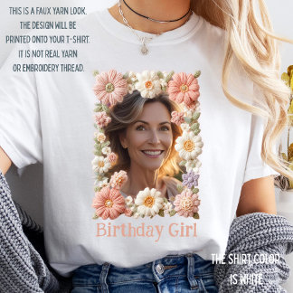 Custom Birthday Floral Frame Personalized  T-Shirt