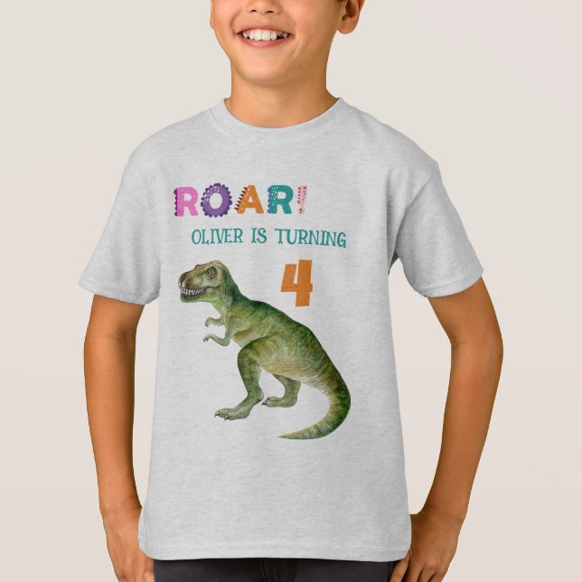 Custom Birthday Guest of Honour Dinosaur T-shirts (Front)