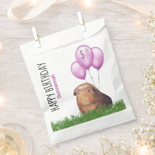 Custom Birthday Guinea Pig Purple Balloons Favour  Bags