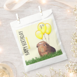 Custom Birthday Guinea Pig Yellow Balloons Favour Bags