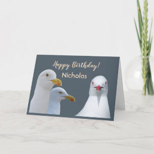Custom Birthday Humour From all Us Flock Seagulls Card