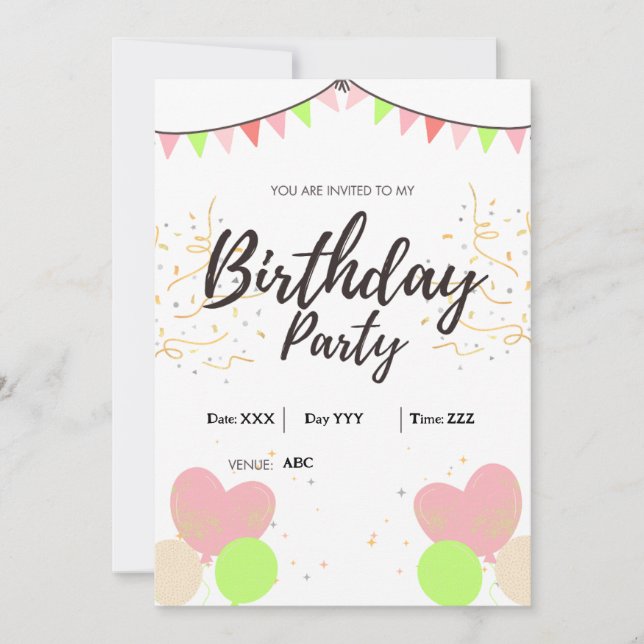 Custom Birthday Invitation Digital Card (Front)