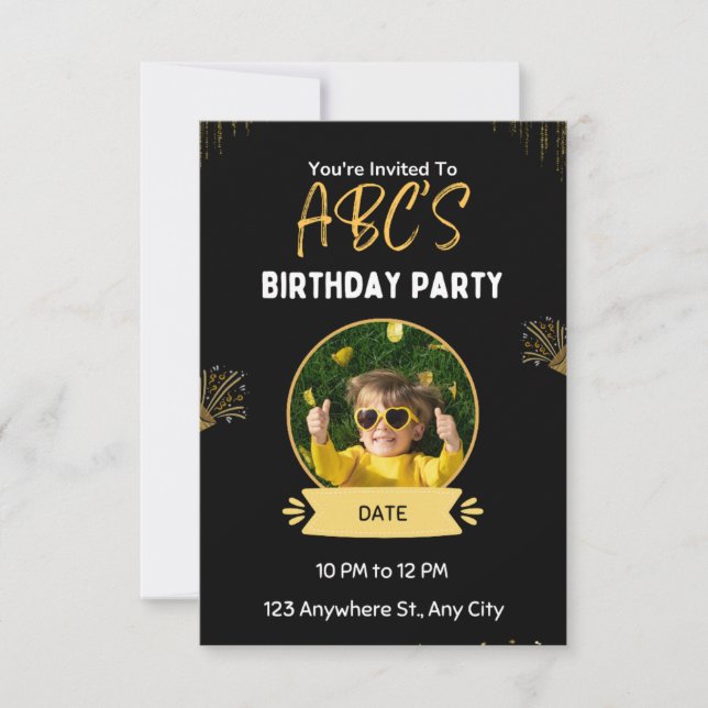 Custom Birthday Invitation with Photo (Front)