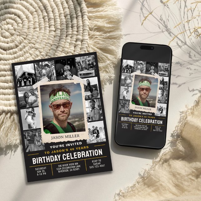 Custom Birthday Invite, Retro Photo Collage Invitation (Custom Birthday Invite, Retro Photo Collage Invitation)