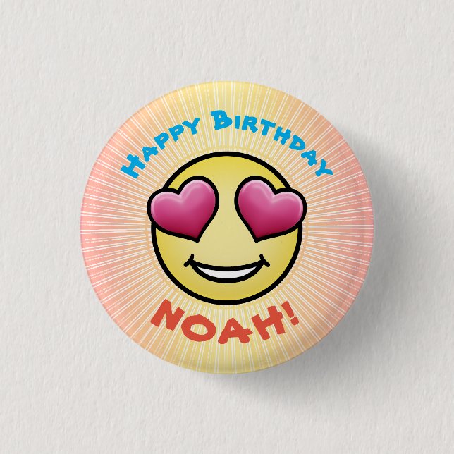 Custom Birthday Love Emoji 3 Cm Round Badge (Front)