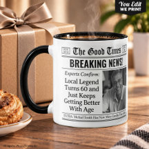 Custom Birthday Mug, Fun Gift Idea Newspaper 