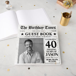Custom Birthday Newspaper Guest Book