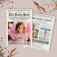 Custom Birthday Newspaper Magazine Cover Invitatio