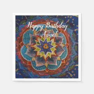Custom Birthday Paper NapkinsMandala Art Napkin