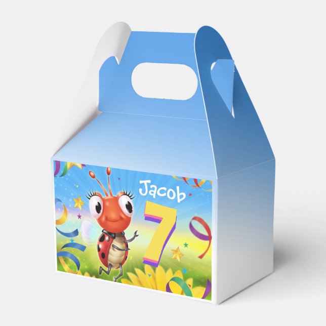 Custom Birthday Party box boy 7 yrs Lil’ Ladybug (Front Side)