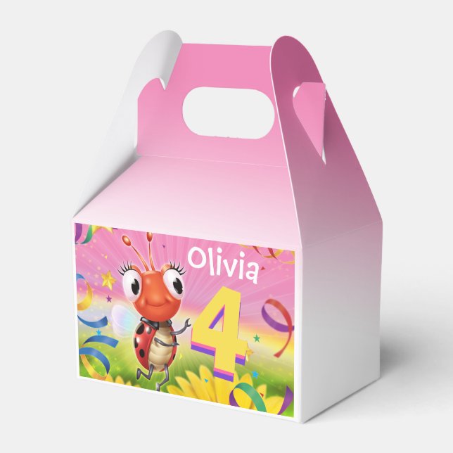 Custom Birthday Party box girl 4 yrs Lil’ Ladybug (Front Side)