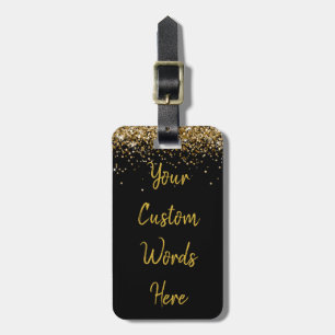 Custom Birthday Party Gift Personalised Black Gold Luggage Tag