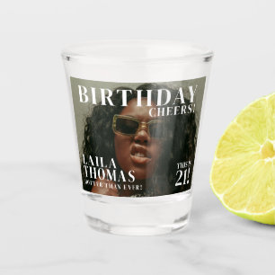 Custom Birthday Party Magazine Cover Cheers Shot Glass