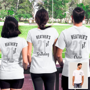 Custom Birthday Party Matching Group Or Squad Grey T-Shirt