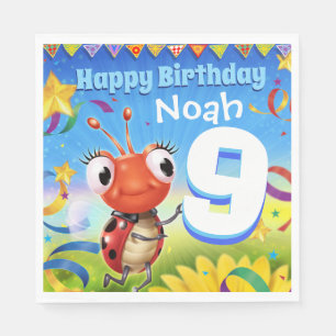 Custom Birthday Party paper napkin boy 9yrs old