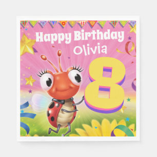 Custom Birthday Party paper napkin girl 8yrs old