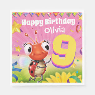 Custom Birthday Party paper napkin girl 9yrs old