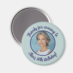 Custom Birthday Party Photo Name 50th Thank You Magnet