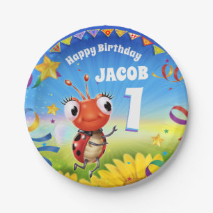 Custom Birthday Party plate boy 1yr old