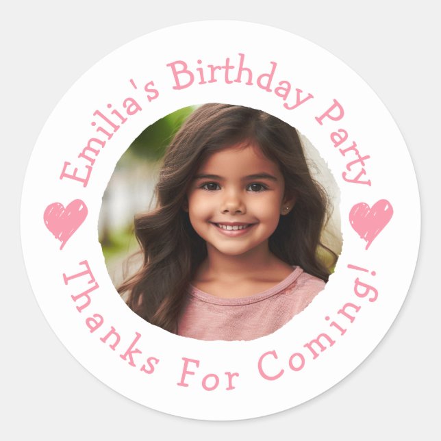 Custom Birthday Party Thank You Favours Any Age Classic Round Sticker (Front)