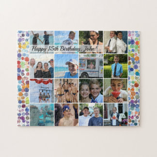Custom birthday photo collage jigsaw puzzle
