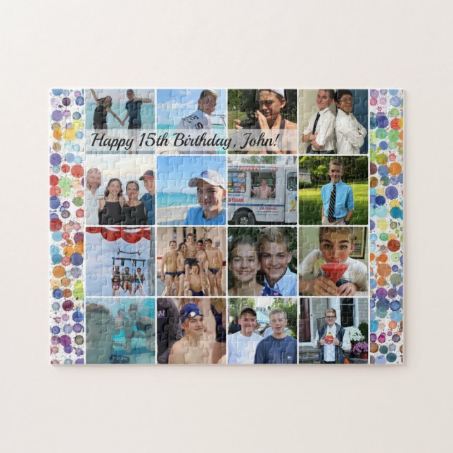 Custom birthday photo collage jigsaw puzzle (Horizontal)
