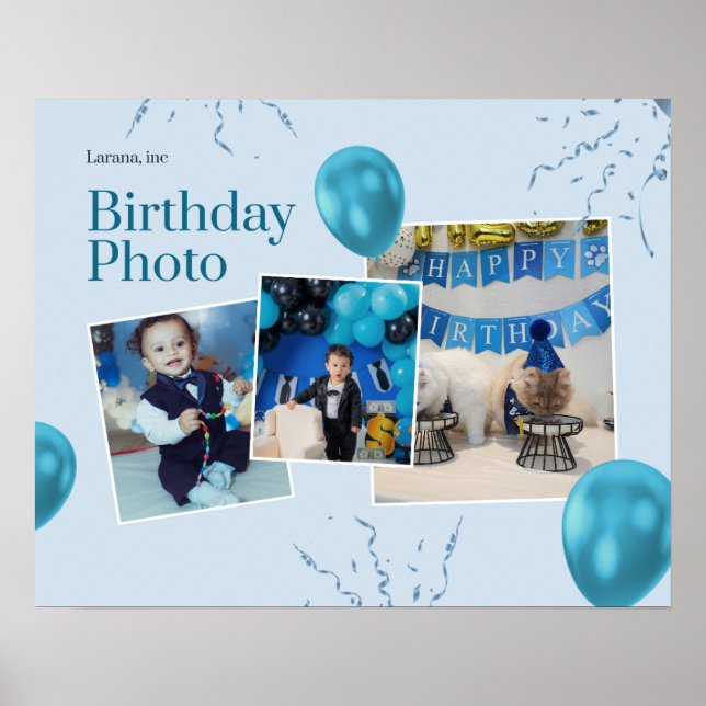 Custom Birthday Photo Collage Print (Front)