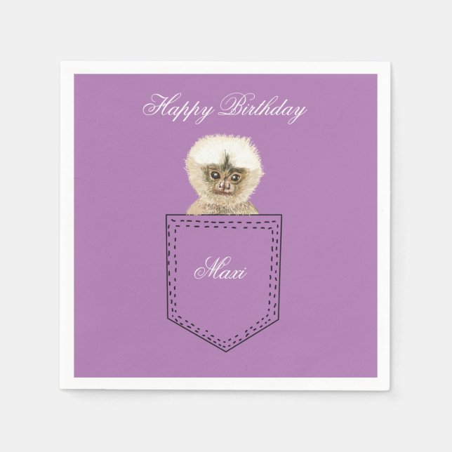 Custom Birthday Pocket monkey Napkin (Front)